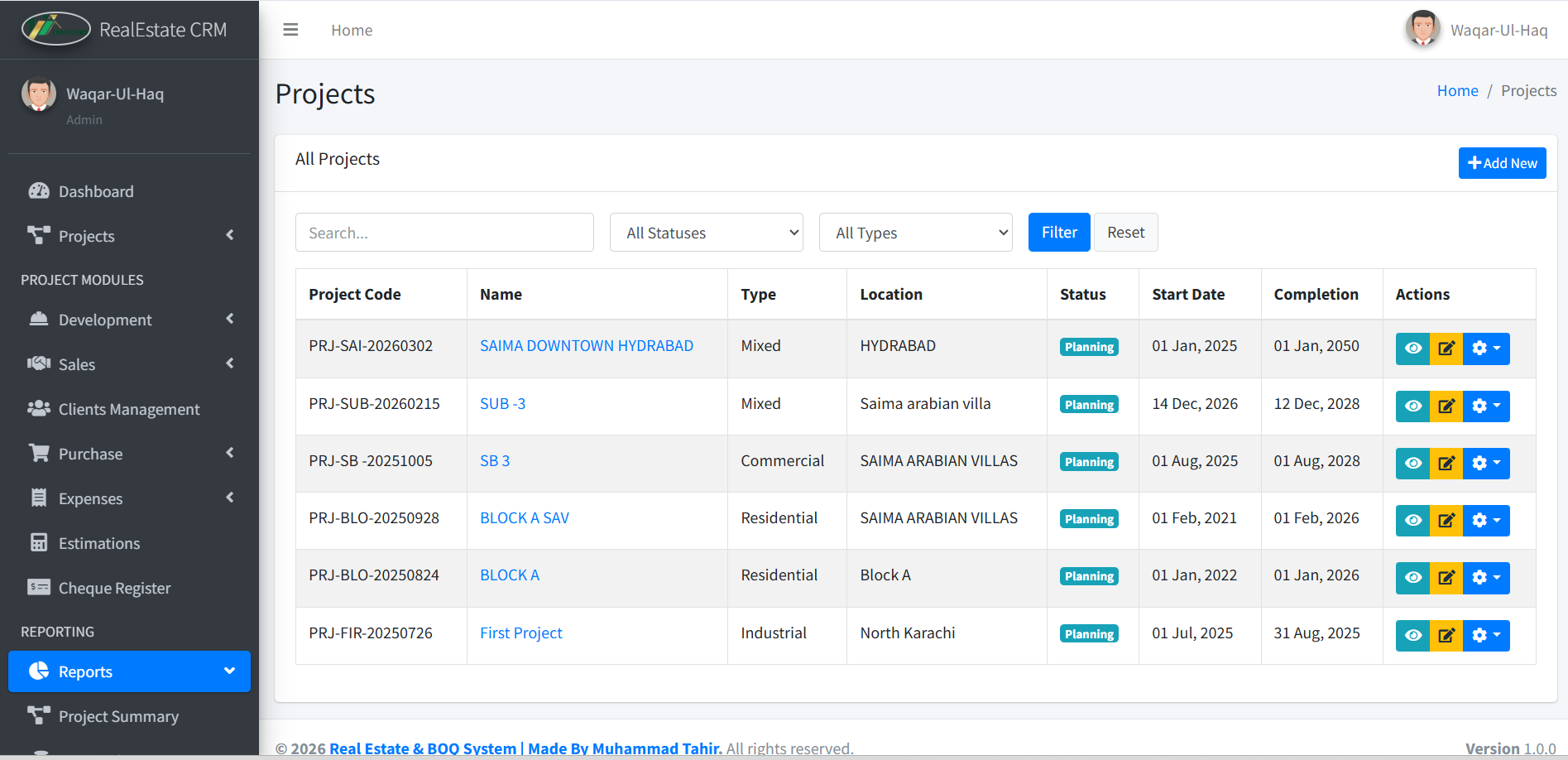 Real Estate and BOQ Management System